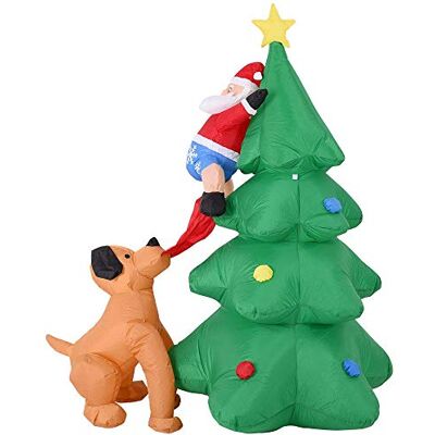 BAKAJI Árbol Hinchable con Papá Noel y Perro con Luces LED, Altura 180 cm, Sistema autoinflable protección IP44, Adorno y decoración navideña de Exterior (180 cm) BAKAJI Árbol Hinchable con Papá Noel y Perro con Luces LED, Altura 180 cm, Sistema autoinflable protección IP44, Adorno y decoración navideña de Exterior (180 cm)