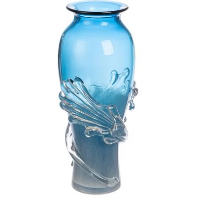 Jarrón de Cristal Art Wave – Azul, Tintado – Cristal – Altura 40 cm – Resistente al Agua – jarrón Decorativo Jarrón de Cristal Art Wave – Azul, Tintado – Cristal – Altura 40 cm – Resistente al Agua – jarrón Decorativo