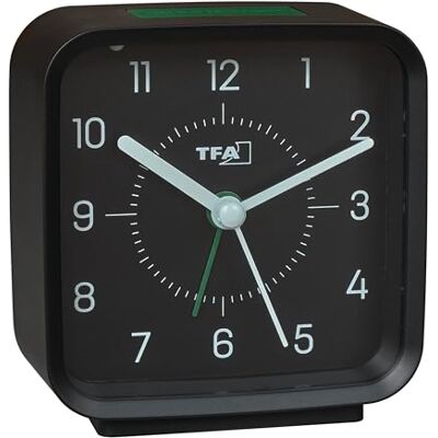 TFA Dostmann Despertador analógico 60.1044 con Mecanismo de Barrido, Alarma de Alarma, fácil de Leer, para mesita de Noche, Moderno, Incluye luz, función de repetición, Color Negro y Verde TFA Dostmann Despertador analógico 60.1044 con Mecanismo de Barrido, Alarma de Alarma, fácil de Leer, para mesita de Noche, Moderno, Incluye luz, función de repetición, Color Negro y Verde