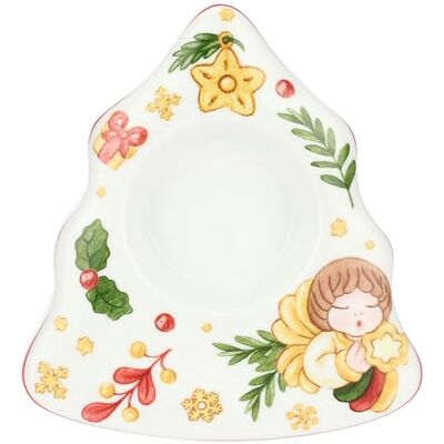THUN Porta Tea-Light con Forma de árbol de Porcelana, 13,5x12 cm, Altura 4,5 cm, colección Sorprese di Natale THUN Porta Tea-Light con Forma de árbol de Porcelana, 13,5x12 cm, Altura 4,5 cm, colección Sorprese di Natale