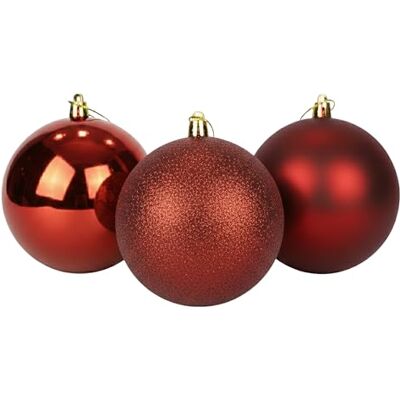 SHATCHI Juego de 3 Bolas Grandes de PVC de Color Rojo Oscuro, inastillables, Brillantes, Mate, con Acabado Brillante, Juego Surtido de Bolas de Navidad, decoración Festiva para Colgar en el árbol de Navidad SHATCHI Juego de 3 Bolas Grandes de PVC de Color Rojo Oscuro, inastillables, Brillantes, Mate, con Acabado Brillante, Juego Surtido de Bolas de Navidad, decoración Festiva para Colgar en el árbol de Navidad