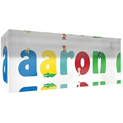 Little Helper recuerdo decorativo de acrílico transparente pulido como diamante estilo illustratif pintado con el nombre de joven niño Aaron 5 x 21 x 2 cm gran Little Helper recuerdo decorativo de acrílico transparente pulido como diamante estilo illustratif pintado con el nombre de joven niño Aaron 5 x 21 x 2 cm gran