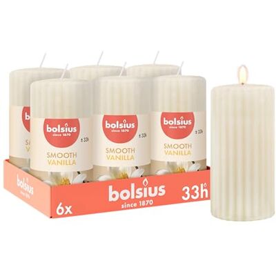 Bolsius Velas con aroma 6 unidades 12 cm estriadas vainilla marfil velas perfumadas Extractos naturales Contiene cera vegana Sin aceite de palma Bolsius Velas con aroma 6 unidades 12 cm estriadas vainilla marfil velas perfumadas Extractos naturales Contiene cera vegana Sin aceite de palma