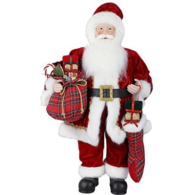 Uten Figuras de Papá Noel de 24 Pulgadas, Papá Noel de Pie con Regalo, Decoración de árbol de Navidad para Adornos de Mesa de Fiesta de Navidad Uten Figuras de Papá Noel de 24 Pulgadas, Papá Noel de Pie con Regalo, Decoración de árbol de Navidad para Adornos de Mesa de Fiesta de Navidad