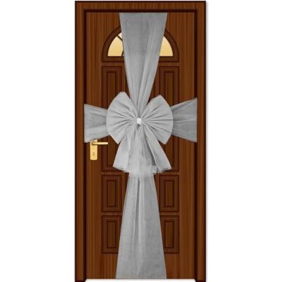 SHATCHI Funda de Lazo Gigante de 7,5 m con Diamantes de imitación, Color Plateado, para Puerta Delantera, Boda, Baby Shower, decoración del hogar, Organza, Paquete de 1 SHATCHI Funda de Lazo Gigante de 7,5 m con Diamantes de imitación, Color Plateado, para Puerta Delantera, Boda, Baby Shower, decoración del hogar, Organza, Paquete de 1