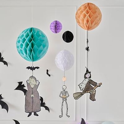 Ginger Ray Decoraciones de Fiesta de Papel para Colgar de Halloween con Personajes, Paquete de 5 Ginger Ray Decoraciones de Fiesta de Papel para Colgar de Halloween con Personajes, Paquete de 5