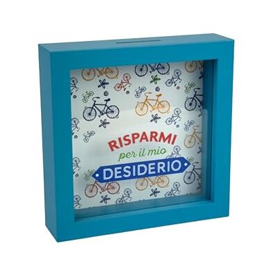 Creative Hucha Decorativa de Madera, Tema Bicicletas, Diseño Ahorros para mi Deseo, 16x16 cm, Azul Creative Hucha Decorativa de Madera, Tema Bicicletas, Diseño Ahorros para mi Deseo, 16x16 cm, Azul