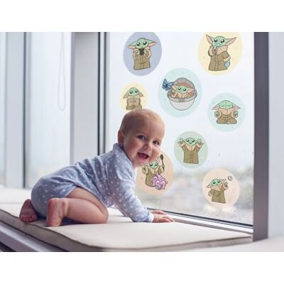 Komar Grogu Adhesivo decorativo para ventana (30 x 30 cm, 2 láminas), diseño de burbujas de Padawan Komar Grogu Adhesivo decorativo para ventana (30 x 30 cm, 2 láminas), diseño de burbujas de Padawan
