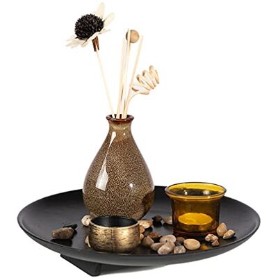 lachineuse – Bandeja de Vela Decorativa Zen – Decoración de Interior con jarrón pequeño y Flores secas – Diámetro 25 cm – para Oficina, Mesa Baja – Objeto de decoración asiática – Idea de Regalo – lachineuse – Bandeja de Vela Decorativa Zen – Decoración de Interior con jarrón pequeño y Flores secas – Diámetro 25 cm – para Oficina, Mesa Baja – Objeto de decoración asiática – Idea de Regalo –