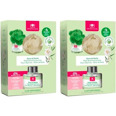 CRISTALINAS Pack 2 Ambientador Flor Perfumada Aroma Dama de Noche Larga Duración 4 Semanas 2x40ml 0% Alcohol CRISTALINAS Pack 2 Ambientador Flor Perfumada Aroma Dama de Noche Larga Duración 4 Semanas 2x40ml 0% Alcohol