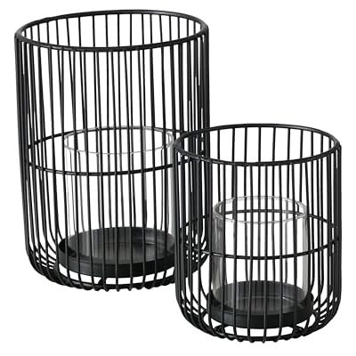 Boltze Cindy Portavelas (2 Piezas, Hierro, Cristal, 14-20 cm de Alto, diseño Moderno, decoración de jardín, decoración de Mesa, Accesorios para Velas, portavelas, Cristal), Color Negro Boltze Cindy Portavelas (2 Piezas, Hierro, Cristal, 14-20 cm de Alto, diseño Moderno, decoración de jardín, decoración de Mesa, Accesorios para Velas, portavelas, Cristal), Color Negro