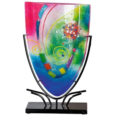 Jarrón de Cristal Art Cool – Azul y Rosa – Cristal Pintado a Mano – Altura 49 cm – jarrón de Mesa salón Jarrón de Cristal Art Cool – Azul y Rosa – Cristal Pintado a Mano – Altura 49 cm – jarrón de Mesa salón