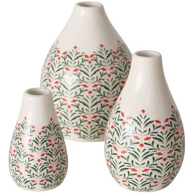 Boltze Paris Jarrón (3 Piezas, Porcelana, diseño Floral, Altura 12 cm, diámetro 9 cm, Redondo, Hecho a Mano, Resistente al Agua, florero Decorativo) Boltze Paris Jarrón (3 Piezas, Porcelana, diseño Floral, Altura 12 cm, diámetro 9 cm, Redondo, Hecho a Mano, Resistente al Agua, florero Decorativo)