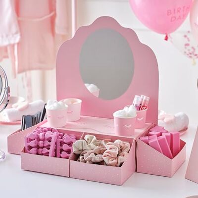 Ginger Ray Estación de mimos rosa y soporte para golosinas con espejo para decoración de fiesta de cumpleaños Ginger Ray Estación de mimos rosa y soporte para golosinas con espejo para decoración de fiesta de cumpleaños