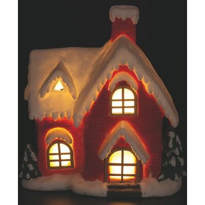 GALILEO Casa navideña de poliresina 31 x 34 x 36,5 cm con LED y música, Santa's House GALILEO Casa navideña de poliresina 31 x 34 x 36,5 cm con LED y música, Santa's House