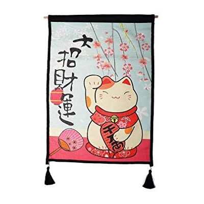 lachineuse – Tapiz de pared japonés Maneki Neko Sakura – Decoración japonesa para colgar – 65 x 45 cm – Gato japonés Kawai – Lucky Cat – Mural – Flores de cerezo – Idea de regalo de Japón lachineuse – Tapiz de pared japonés Maneki Neko Sakura – Decoración japonesa para colgar – 65 x 45 cm – Gato japonés Kawai – Lucky Cat – Mural – Flores de cerezo – Idea de regalo de Japón