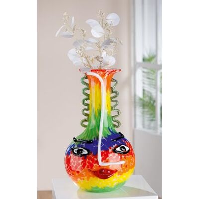 ART Jarrón Decorativo para la Cara, jarrón de Cristal de Color, decoración de salón, Regalo para Mujeres y Hombres, Altura 34 cm, Multicolor ART Jarrón Decorativo para la Cara, jarrón de Cristal de Color, decoración de salón, Regalo para Mujeres y Hombres, Altura 34 cm, Multicolor