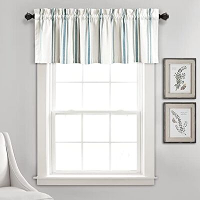 Lush Decor Cenefa de Ventana de algodón Reciclado teñido con Hilo a Rayas, Estilo rústico Moderno de casa de Campo, 45,7 x 132 cm (Largo x Ancho), Tejido de algodón ecológico, Azul Lush Decor Cenefa de Ventana de algodón Reciclado teñido con Hilo a Rayas, Estilo rústico Moderno de casa de Campo, 45,7 x 132 cm (Largo x Ancho), Tejido de algodón ecológico, Azul