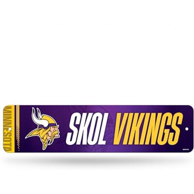 Rico Industries NFL Football Minnesota Vikings Letrero de calle de metal de 4 x 15 pulgadas, decoración del hogar, dormitorio, oficina, cueva de hombre Rico Industries NFL Football Minnesota Vikings Letrero de calle de metal de 4 x 15 pulgadas, decoración del hogar, dormitorio, oficina, cueva de hombre