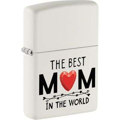 Zippo Encendedor a Prueba de Viento Best Mom Model Acabado Blanco Mate con Impresión Texturizada Recargable Reutilizable Diseño a Prueba de Viento Caja de Regalo Hecho en EEUU Zippo Encendedor a Prueba de Viento Best Mom Model Acabado Blanco Mate con Impresión Texturizada Recargable Reutilizable Diseño a Prueba de Viento Caja de Regalo Hecho en EEUU