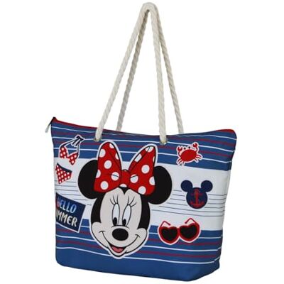Disney Minnie Mouse Summer-Bolsa de Playa Soleil, Azul, 52 x 37 cm Disney Minnie Mouse Summer-Bolsa de Playa Soleil, Azul, 52 x 37 cm
