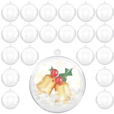 Uten 20 x Bolas de Navidad Forma Redonda Acrílico Transparente para Decorar el arbol de Navidad no Incluye Cuerda (8CM) Uten 20 x Bolas de Navidad Forma Redonda Acrílico Transparente para Decorar el arbol de Navidad no Incluye Cuerda (8CM)