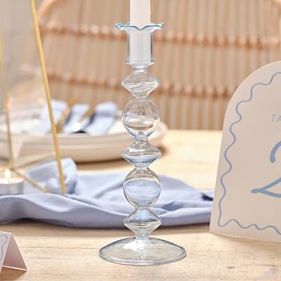 Ginger Ray Portavelas Azul de Estilo Vintage, portavelas de Cristal de tamaño Mediano para Bodas u Ocasiones Especiales, Elegante portavelas Azul para mesas de Comedor Ginger Ray Portavelas Azul de Estilo Vintage, portavelas de Cristal de tamaño Mediano para Bodas u Ocasiones Especiales, Elegante portavelas Azul para mesas de Comedor