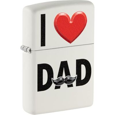 Zippo Encendedor a Prueba de Viento I Love Dad Model Acabado Blanco Mate con Impresión Texturizada Recargable Reutilizable Diseño a Prueba de Viento Caja de Regalo Hecho en EEUU Zippo Encendedor a Prueba de Viento I Love Dad Model Acabado Blanco Mate con Impresión Texturizada Recargable Reutilizable Diseño a Prueba de Viento Caja de Regalo Hecho en EEUU