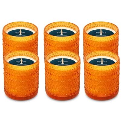 Spaas 6 velas sin perfume en cristal de Marrakech, alrededor de 55 h, naranja Spaas 6 velas sin perfume en cristal de Marrakech, alrededor de 55 h, naranja