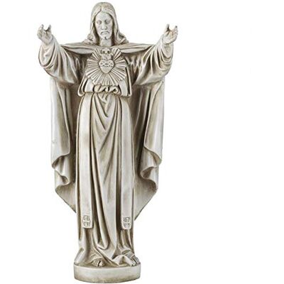 Design Toscano Jesús Figura Decorativa, diseño de corazón, Color Gris Design Toscano Jesús Figura Decorativa, diseño de corazón, Color Gris