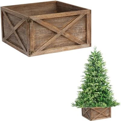 SHATCHI Falda Plegable de Madera para árbol de Navidad, Soporte de árbol de Navidad, Cubierta de Base, Collar, Canasta, Anillo para decoración de árbol, 45 x 43 x 25 cm SHATCHI Falda Plegable de Madera para árbol de Navidad, Soporte de árbol de Navidad, Cubierta de Base, Collar, Canasta, Anillo para decoración de árbol, 45 x 43 x 25 cm