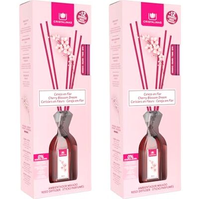 CRISTALINAS Pack 2 Ambientador Mikado Larga Duración 12 Semanas 2x90ml 0% Alcohol (Cerezo en Flor, 90ml) CRISTALINAS Pack 2 Ambientador Mikado Larga Duración 12 Semanas 2x90ml 0% Alcohol (Cerezo en Flor, 90ml)