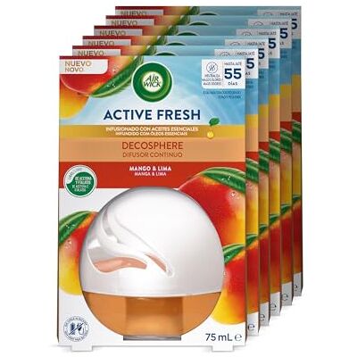 Air Wick Decosphere Ambientador para casa, baño o Coche, Aroma Mango Y Lima Pack De 6 Unidades Air Wick Decosphere Ambientador para casa, baño o Coche, Aroma Mango Y Lima Pack De 6 Unidades