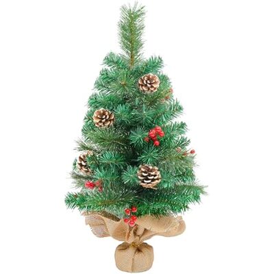 Uten Árbol de Navidad Pequeño 60 cm, Árbol Navidad Sobremesa Artificial, Tres Estilos de Ramas con Piñas y Frutos Rojos, Material PVC, Adecuado para Mesa de Comedor de Dormitorio, Decoración Navideña Uten Árbol de Navidad Pequeño 60 cm, Árbol Navidad Sobremesa Artificial, Tres Estilos de Ramas con Piñas y Frutos Rojos, Material PVC, Adecuado para Mesa de Comedor de Dormitorio, Decoración Navideña