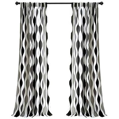 Lush Decor , Black & Gray Mid Century Geo Room Darkening Window Panel de Cortina, 20 x 20 cm Lush Decor , Black & Gray Mid Century Geo Room Darkening Window Panel de Cortina, 20 x 20 cm