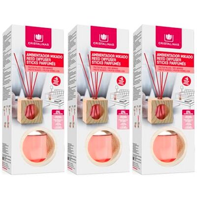 CRISTALINAS Pack 3 Ambientador Hogar Mikado Cubo de Madera Aroma Frutos Rojos 100% Puro Larga Duración 4 Semanas 3x30ml 0% Alcohol CRISTALINAS Pack 3 Ambientador Hogar Mikado Cubo de Madera Aroma Frutos Rojos 100% Puro Larga Duración 4 Semanas 3x30ml 0% Alcohol