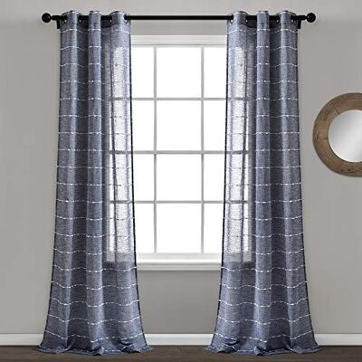 Lush Decor Juego de Dos Cortinas Transparentes con Ojales y Textura de Estilo rústico, 96,5 cm de Ancho x 241 cm de Largo, Color Azul Marino Lush Decor Juego de Dos Cortinas Transparentes con Ojales y Textura de Estilo rústico, 96,5 cm de Ancho x 241 cm de Largo, Color Azul Marino
