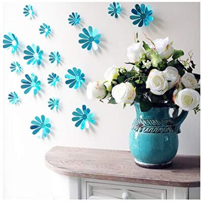 Ambiance Sticker Ambiance-Live 3D-chicfleur Adhesivas, Espejo Azul, Paquete de 12 Flores Ambiance Sticker Ambiance-Live 3D-chicfleur Adhesivas, Espejo Azul, Paquete de 12 Flores