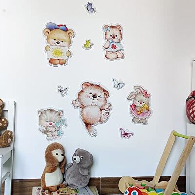 CREARREDA Pegatinas de pared para niños y niños, ositos tiernos adhesivos de pared de goma, decoración de pared de dormitorio, niños, guardería, dormitorio CREARREDA Pegatinas de pared para niños y niños, ositos tiernos adhesivos de pared de goma, decoración de pared de dormitorio, niños, guardería, dormitorio