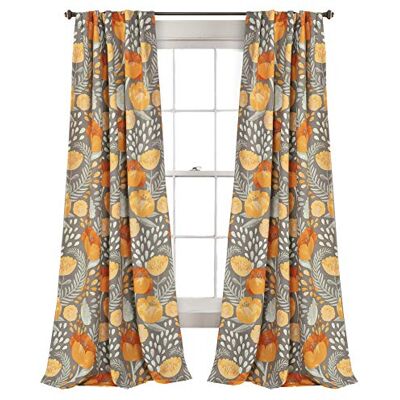 Lush Decor Juego de Cortinas de jardín de Amapola para oscurecer la habitación, para Sala de Estar, Comedor, Dormitorio, par de 84 Pulgadas, Color Amarillo y Gris Lush Decor Juego de Cortinas de jardín de Amapola para oscurecer la habitación, para Sala de Estar, Comedor, Dormitorio, par de 84 Pulgadas, Color Amarillo y Gris
