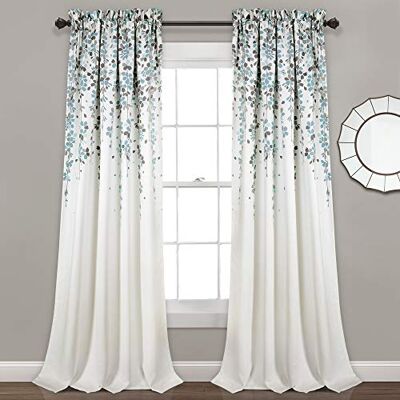 Lush Decor , Juego de Cortinas para oscurecer la habitación con Flores lloronas Azules y Grises (par), 241 x 132 cm, 241 x 132 cm Lush Decor , Juego de Cortinas para oscurecer la habitación con Flores lloronas Azules y Grises (par), 241 x 132 cm, 241 x 132 cm