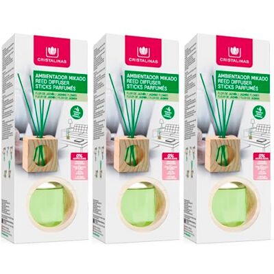 CRISTALINAS Pack 3 Ambientador Hogar Mikado Cubo de Madera Aroma Jazmín Verde 100% Puro Larga Duración 4 Semanas 3x30ml 0% Alcohol CRISTALINAS Pack 3 Ambientador Hogar Mikado Cubo de Madera Aroma Jazmín Verde 100% Puro Larga Duración 4 Semanas 3x30ml 0% Alcohol