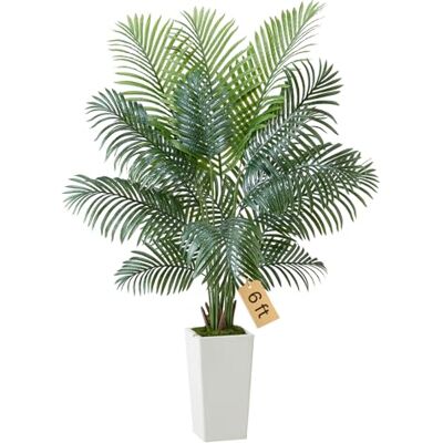 VEVOR Palmera Areca Artificial de 1829 mm, Planta Tropical de Imitación con Maceta Alta Blanca, PE, para Decoración de Hogar, Oficina, Sala de Estar, Inauguración de Casa, 1160 x 900 x 1820 mm VEVOR Palmera Areca Artificial de 1829 mm, Planta Tropical de Imitación con Maceta Alta Blanca, PE, para Decoración de Hogar, Oficina, Sala de Estar, Inauguración de Casa, 1160 x 900 x 1820 mm