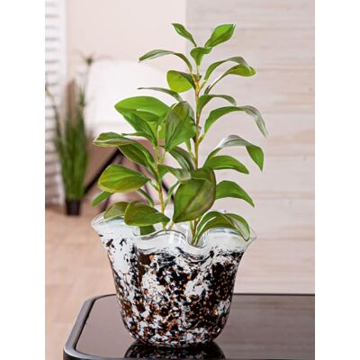 Jarrón GILDE Petunia - Decoración en Vidrio Blanco y Negro Jarrón GILDE Petunia - Decoración en Vidrio Blanco y Negro