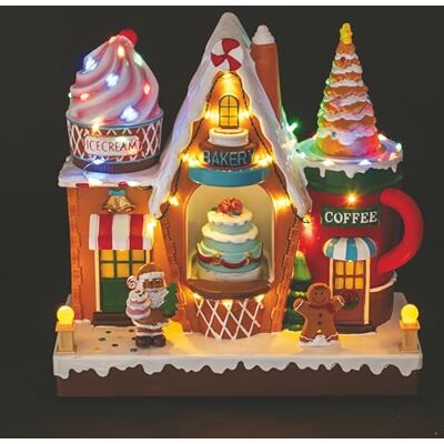 GALILEO Santa's House Pueblo navideño con música, Movimiento y 43 LED, 30 x 14 x 29 cm, a Pilas y Corriente GALILEO Santa's House Pueblo navideño con música, Movimiento y 43 LED, 30 x 14 x 29 cm, a Pilas y Corriente