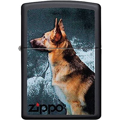 Zippo Encendedor a Prueba de Viento Modelo Pastor Alemán Acabado Negro Mate, Color Image Recargable Reutilizable Diseño a Prueba de Viento Caja de Regalo Hecho en EEUU Zippo Encendedor a Prueba de Viento Modelo Pastor Alemán Acabado Negro Mate, Color Image Recargable Reutilizable Diseño a Prueba de Viento Caja de Regalo Hecho en EEUU