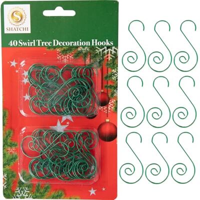 SHATCHI 120 ganchos verdes para adornos de Navidad para bolas de árbol de Navidad, cadena de luces – Ganchos reutilizables en forma de S para decoraciones fáciles de manualidades navideñas SHATCHI 120 ganchos verdes para adornos de Navidad para bolas de árbol de Navidad, cadena de luces – Ganchos reutilizables en forma de S para decoraciones fáciles de manualidades navideñas