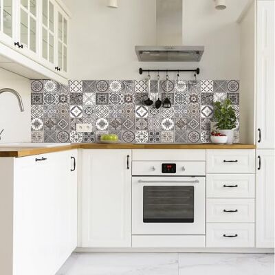 CREARREDA Antisalpicaduras de cocina rígido adhesivo de pared para hornillos 60 x 58 cm efecto brillante – Grosor 1 mm – Revestimiento ignífugo y resistente al calor y al agua Color Ancient Azulejos CREARREDA Antisalpicaduras de cocina rígido adhesivo de pared para hornillos 60 x 58 cm efecto brillante – Grosor 1 mm – Revestimiento ignífugo y resistente al calor y al agua Color Ancient Azulejos