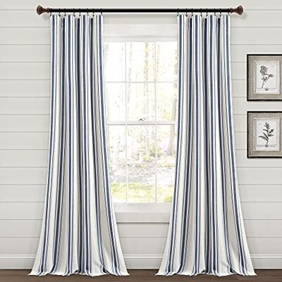 Lush Decor Juego de Cortinas de algodón teñido a Rayas Estilo casa de Campo, 42 Pulgadas de Ancho x 84 Pulgadas de Largo, Azul Marino, Encanto rústico Moderno clásico, Tela de algodón ecológica Lush Decor Juego de Cortinas de algodón teñido a Rayas Estilo casa de Campo, 42 Pulgadas de Ancho x 84 Pulgadas de Largo, Azul Marino, Encanto rústico Moderno clásico, Tela de algodón ecológica