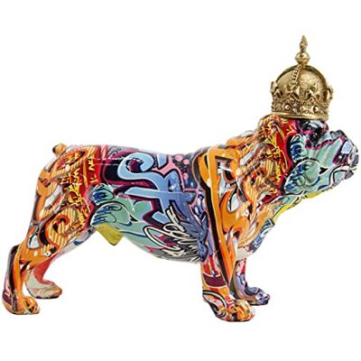 DRW Figura de un Perro Coronado de Resina en Grafiti y Multiples Colores 30x2x3cm DRW Figura de un Perro Coronado de Resina en Grafiti y Multiples Colores 30x2x3cm